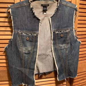 Rare GAP Distressed Denim Jean Vest
